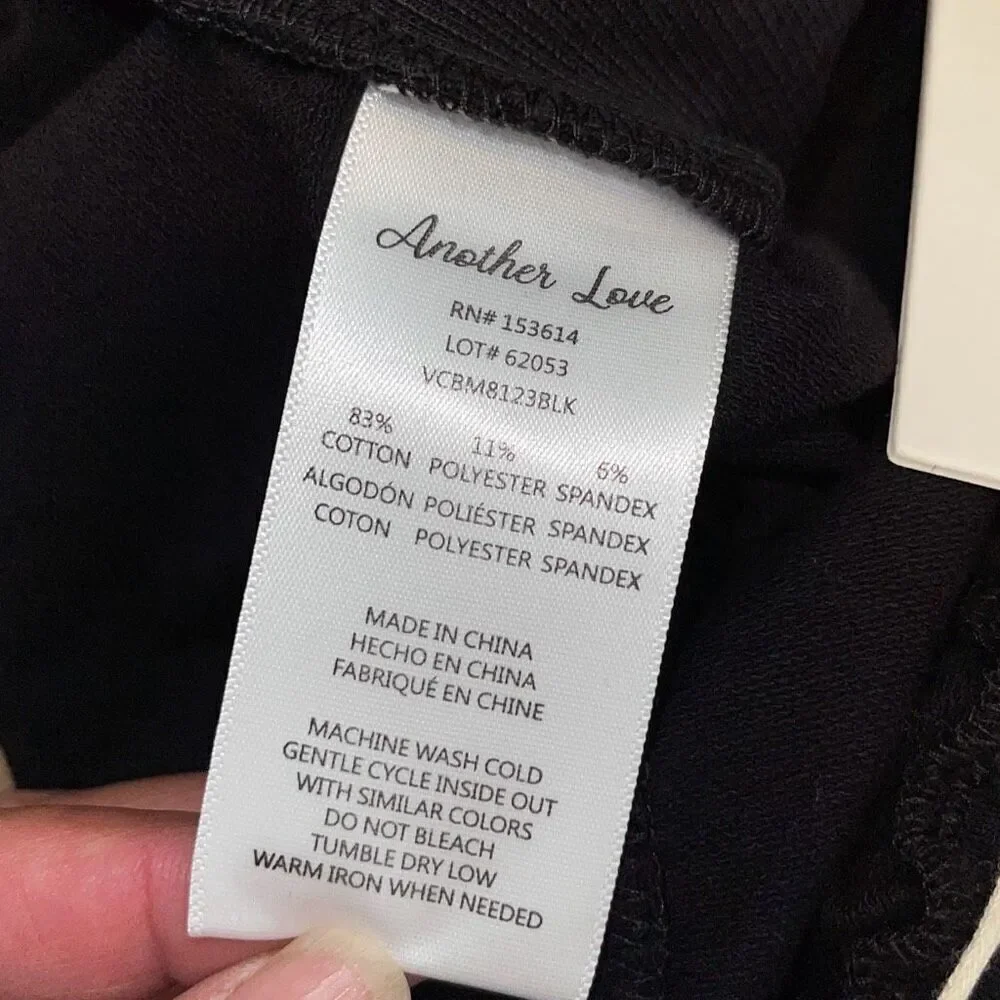 Another Love Womens Drawstring Cotton Blend High‎ Waist Shorts Black Medium NWT